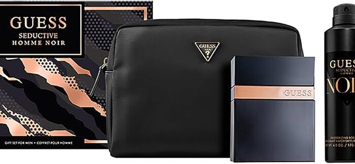 Guess Seductive Homme Noir - Set - 4Pcs EDT 100ML + Shower Gel 100ML + Body Spray 226ML +  Pouch