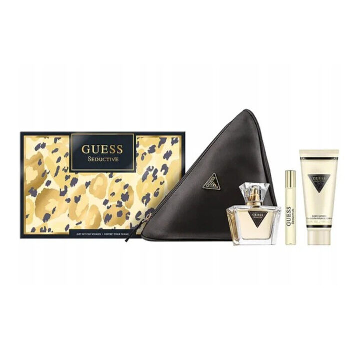Guess Seductive Noir Gift Set for Women – Eau de Toilette 75ml + Body Lotion 100ml + 15ml Travel Size + Pouch