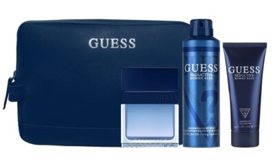 Guess Seductive Homme Blue Perfume Set For Men, EDT 100ml + Shower Gel + Body Spray + Pouch